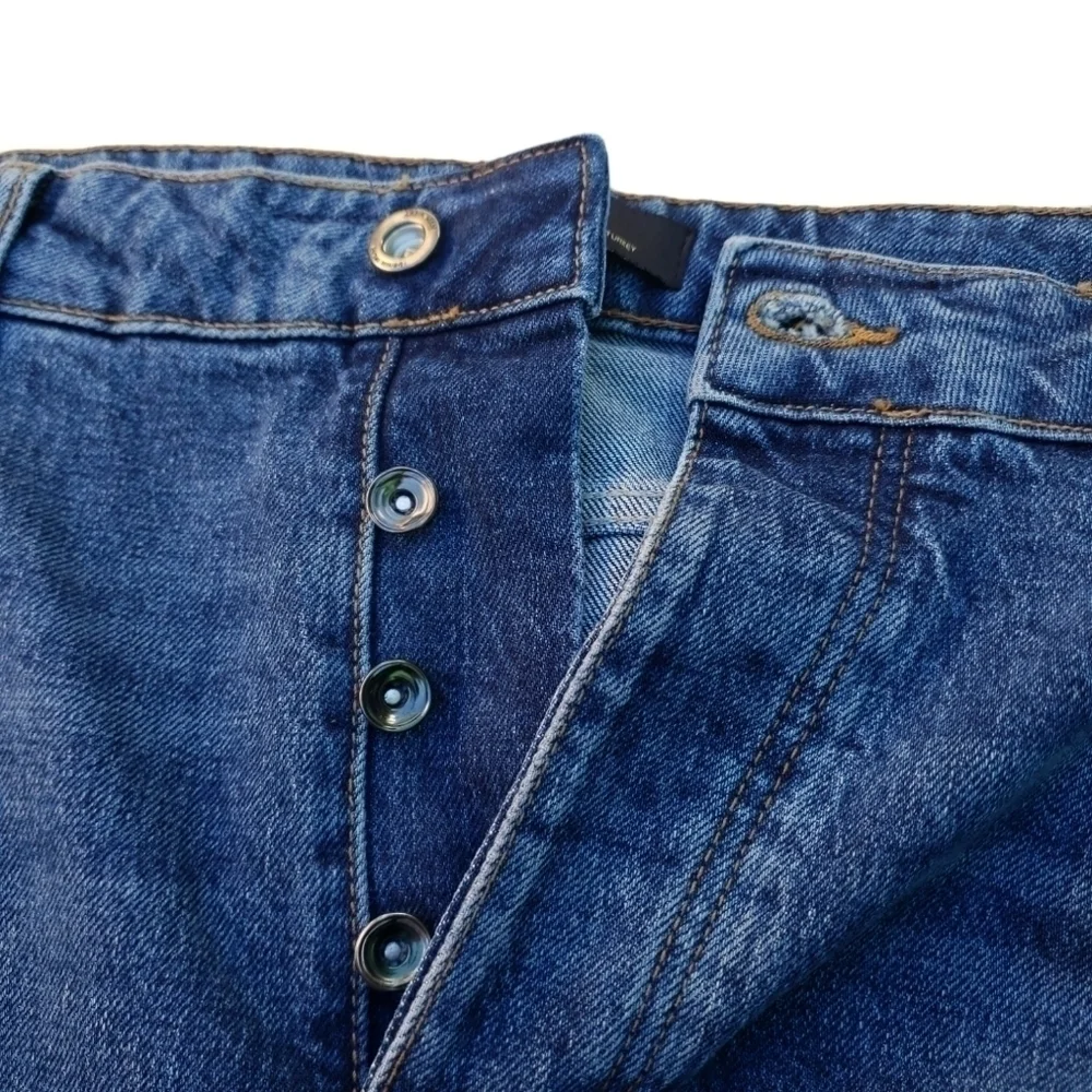 NWT Zara denim phrase striped side button fly jeans size 46 - Picture 4 of 7
